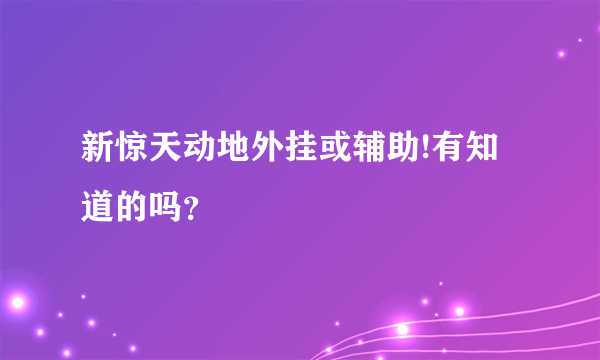 新惊天动地外挂或辅助!有知道的吗？