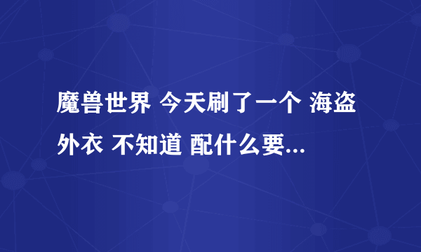 魔兽世界 今天刷了一个 海盗外衣 不知道 配什么要带和 裤子 求意见