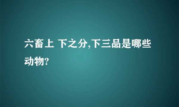 六畜上 下之分,下三品是哪些动物?