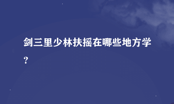 剑三里少林扶摇在哪些地方学？