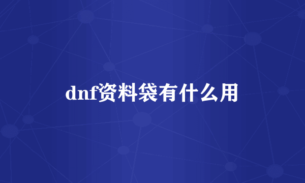 dnf资料袋有什么用