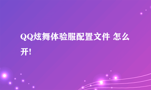 QQ炫舞体验服配置文件 怎么开!
