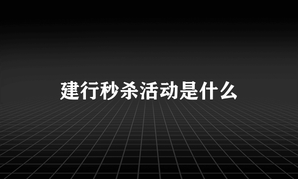 建行秒杀活动是什么