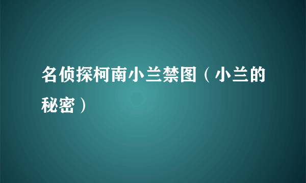 名侦探柯南小兰禁图（小兰的秘密）