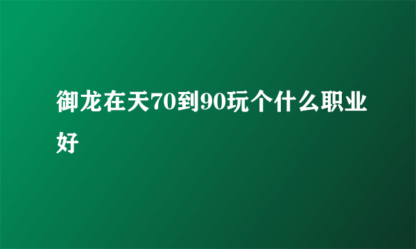 御龙在天70到90玩个什么职业好