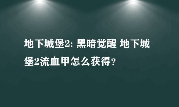 地下城堡2: 黑暗觉醒 地下城堡2流血甲怎么获得？