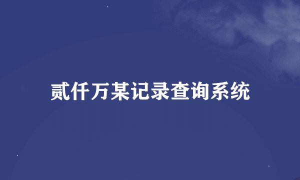 贰仟万某记录查询系统