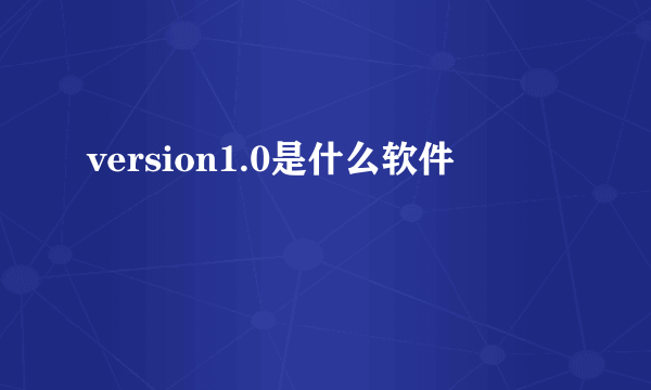 version1.0是什么软件