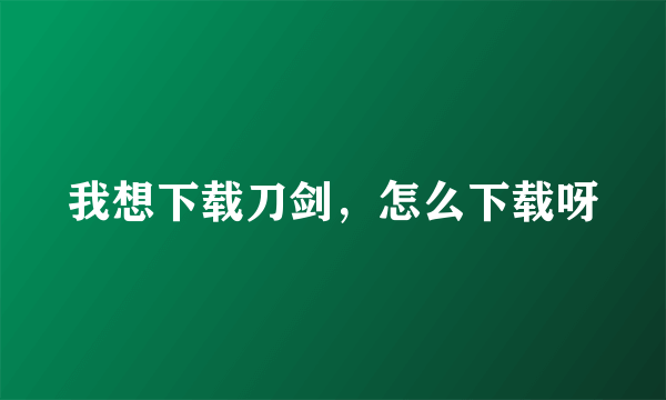 我想下载刀剑，怎么下载呀