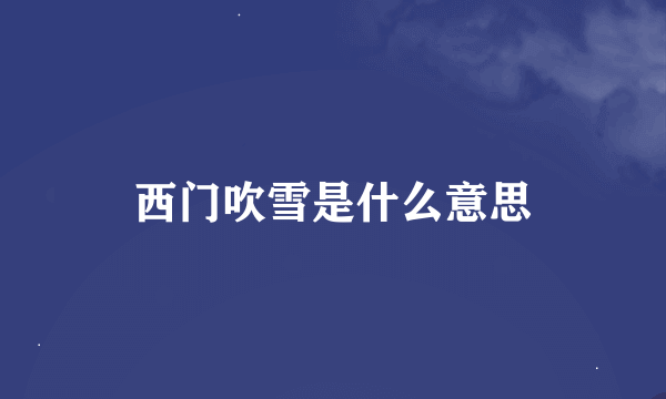 西门吹雪是什么意思