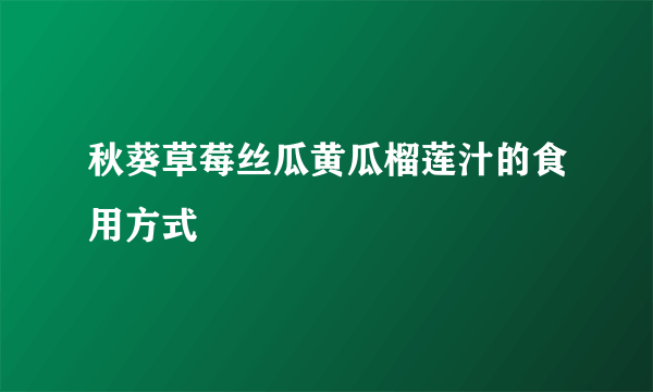 秋葵草莓丝瓜黄瓜榴莲汁的食用方式