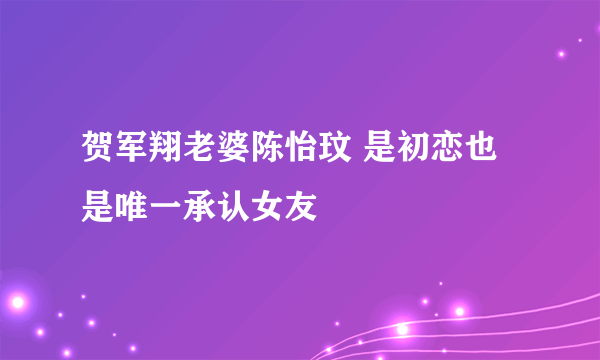 贺军翔老婆陈怡玟 是初恋也是唯一承认女友