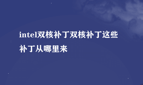 intel双核补丁双核补丁这些补丁从哪里来