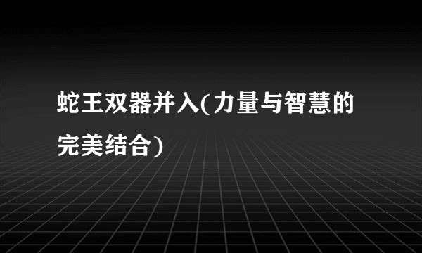 蛇王双器并入(力量与智慧的完美结合)