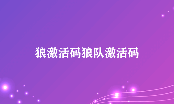 狼激活码狼队激活码