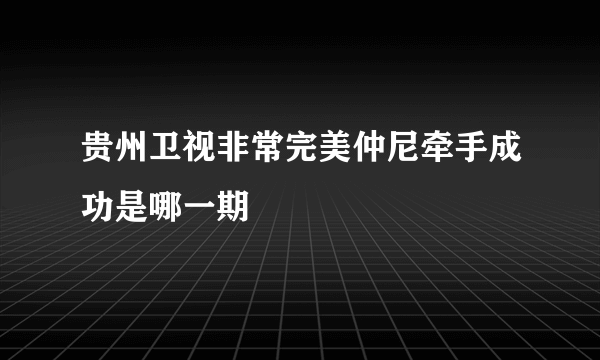 贵州卫视非常完美仲尼牵手成功是哪一期