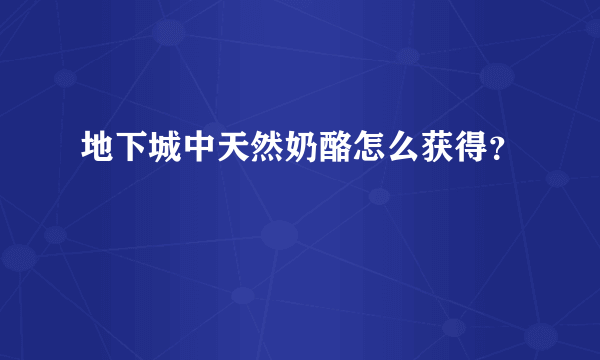 地下城中天然奶酪怎么获得？