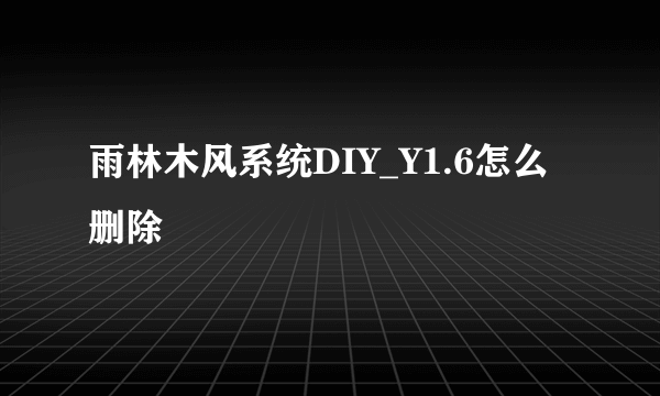 雨林木风系统DIY_Y1.6怎么删除