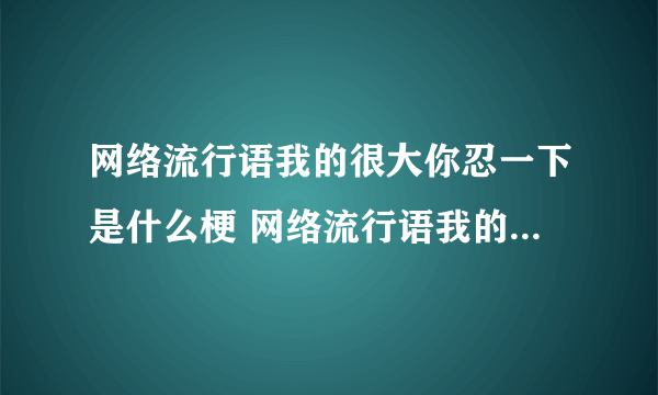 网络流行语我的很大你忍一下是什么梗 网络流行语我的很大你忍一下的意思