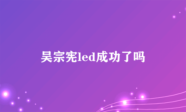 吴宗宪led成功了吗