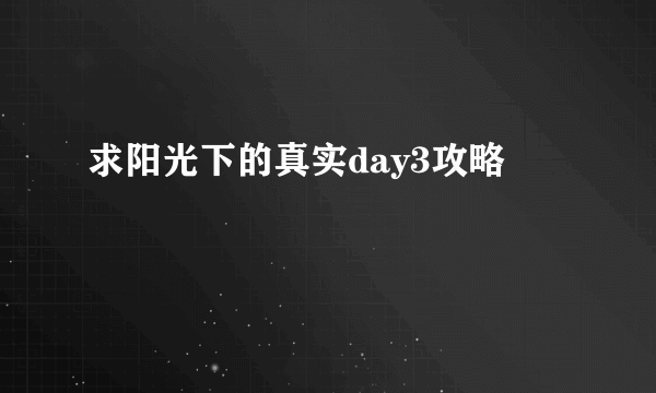 求阳光下的真实day3攻略