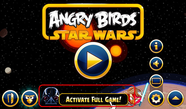 愤怒的小鸟星际大战版的激活码是多少？要正确的。
