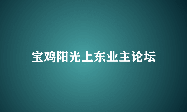 宝鸡阳光上东业主论坛