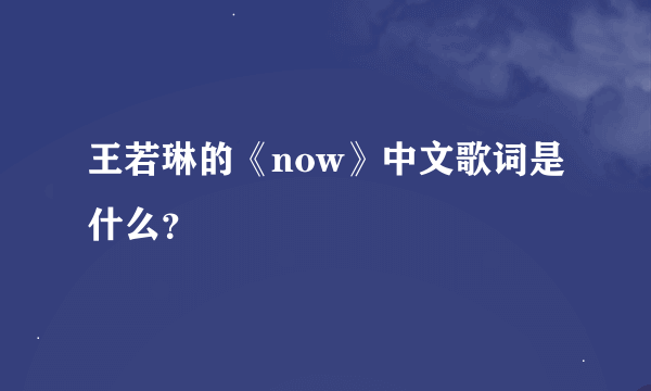 王若琳的《now》中文歌词是什么？
