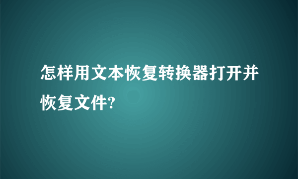 怎样用文本恢复转换器打开并恢复文件?