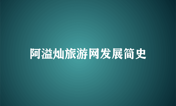 阿溢灿旅游网发展简史