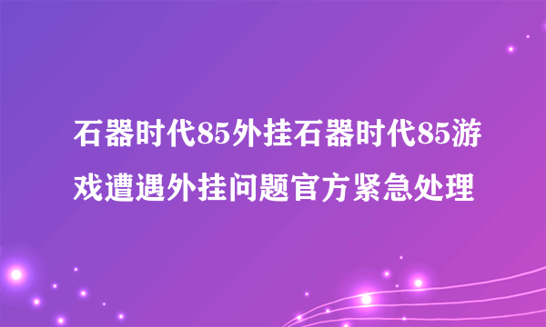 石器时代85外挂石器时代85游戏遭遇外挂问题官方紧急处理