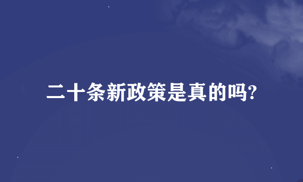 二十条新政策是真的吗?