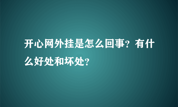 开心网外挂是怎么回事？有什么好处和坏处？