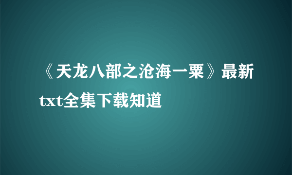 《天龙八部之沧海一粟》最新txt全集下载知道