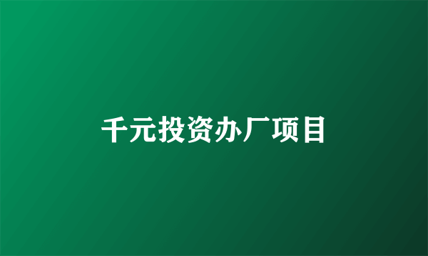 千元投资办厂项目