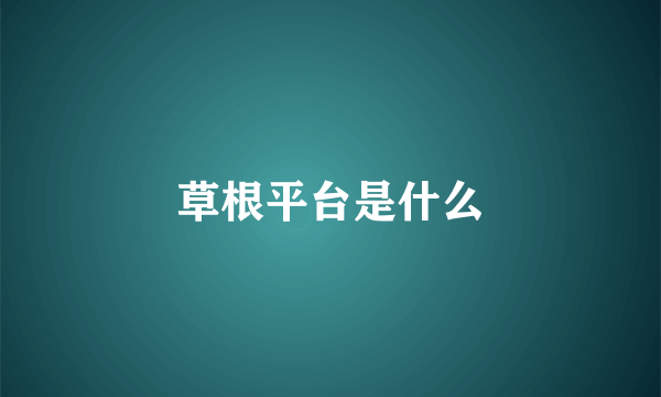 草根平台是什么