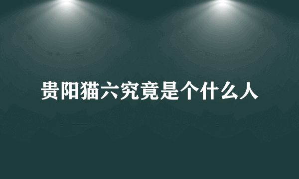 贵阳猫六究竟是个什么人