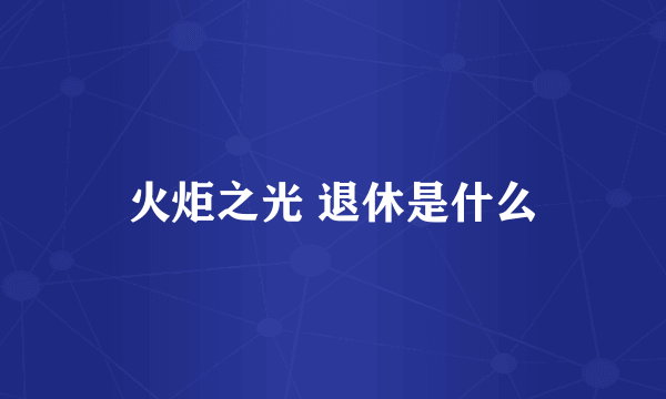 火炬之光 退休是什么