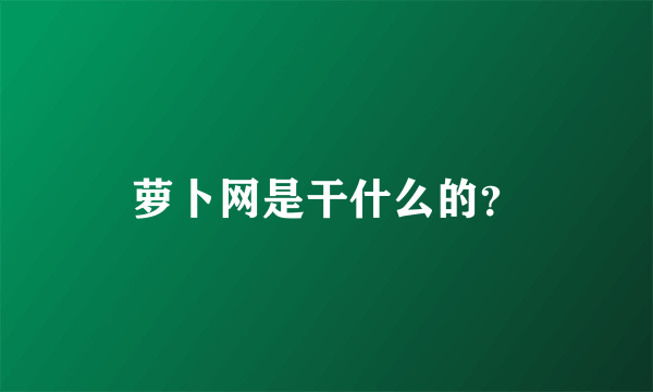 萝卜网是干什么的？