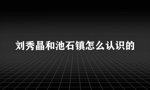 刘秀晶和池石镇怎么认识的