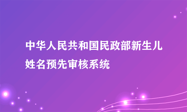 中华人民共和国民政部新生儿姓名预先审核系统