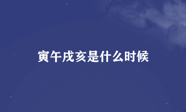 寅午戌亥是什么时候