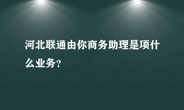 河北联通由你商务助理是项什么业务？