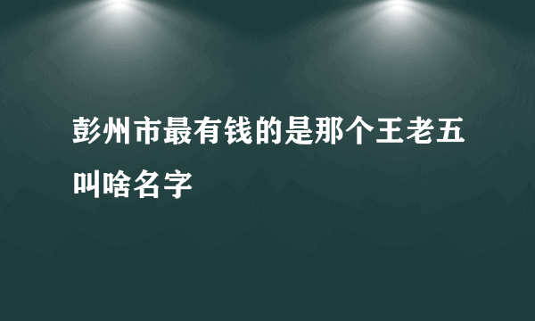 彭州市最有钱的是那个王老五叫啥名字