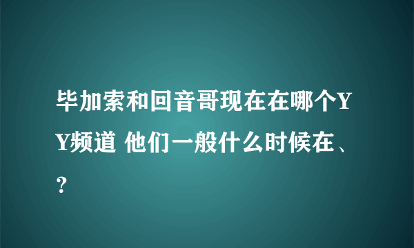 毕加索和回音哥现在在哪个YY频道 他们一般什么时候在、？