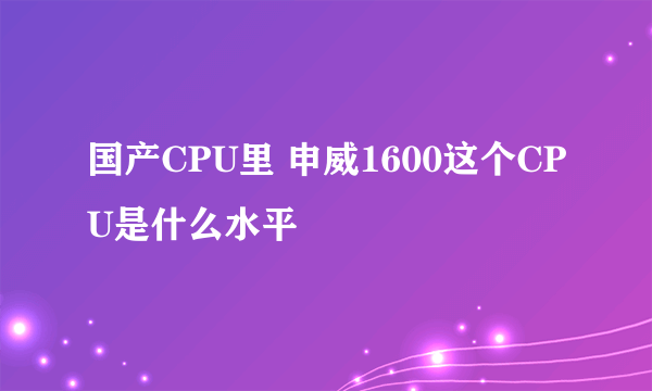 国产CPU里 申威1600这个CPU是什么水平