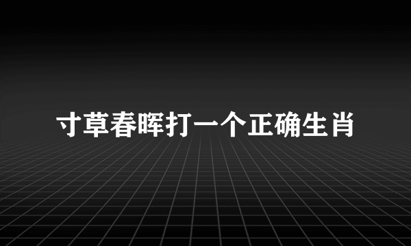 寸草春晖打一个正确生肖