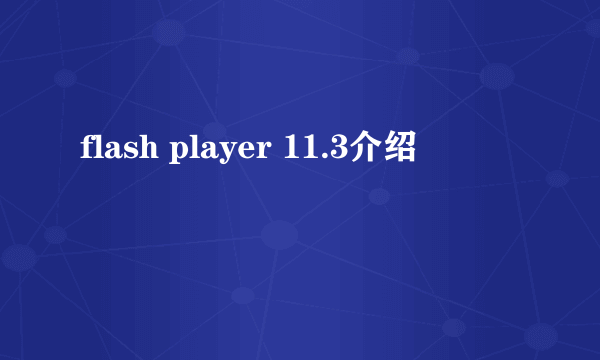 flash player 11.3介绍