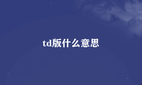 td版什么意思