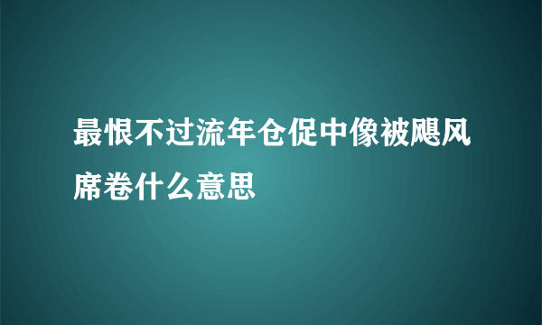 最恨不过流年仓促中像被飓风席卷什么意思